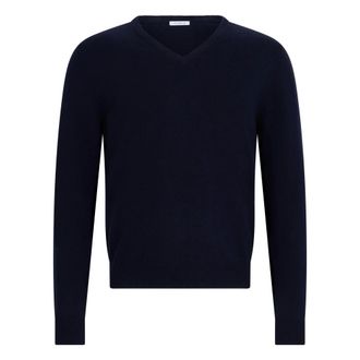 Malo Truien & Vesten, Heren, Blauw, M, Kasjmier, Cashmere V-hals Trui
