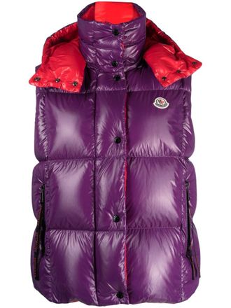 Moncler Luzule logo-patch padded gilet - Purple