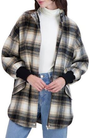 Ookie & Lala Plaid Brushed Shirt Jacket in Brown/Ivory at Nordstrom Rack, Size X-Large