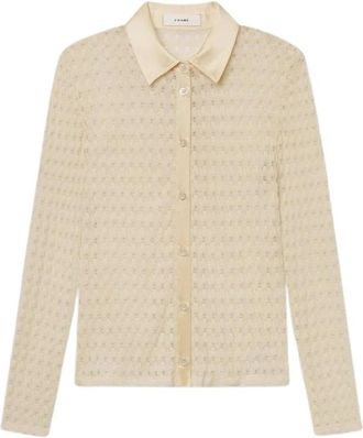 Frame Denim Bubble Stitch Shirt - Dames - Overhemden - Beige - L - Polyester - Overhemden