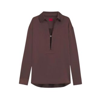 HUGO BOSS Dames, Blouses & Shirts, Bruin, Maat: 2XL Satijn