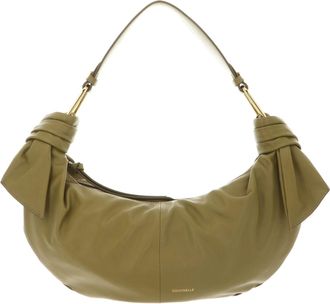Coccinelle shoulder bag cross body bag Furoshiki Handbag puffy Smooth Leather Seagrass khaki