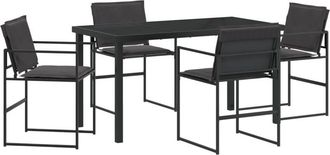 vidaXL Garden Dining Set Folding 5 pcs Black Textilene and steel vidaXL