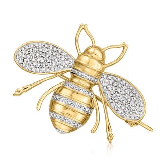 Ross-Simons Diamond Bumblebee Pin in 18kt Gold Over Sterling