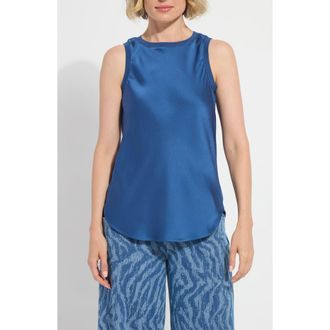 Lyss&eacute; Akemi Mixed Media Tank Top in Palermo Blue at Nordstrom, Size X-Small
