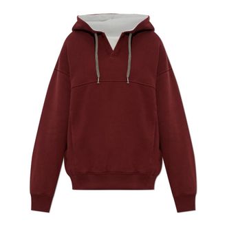 Maison Margiela Cotton Shoelace Hoodie - Dames - Hoodies - Rood - L - Katoen - Hoodies & sweatvesten