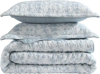 Laura Ashley Amberly Cotton 3-Piece Queen Quilt & Sham Set in Lt-Pastel Blue at Nordstrom Rack, Size Full/queen
