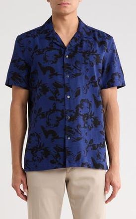 Ted Baker Floral Camp Shirt in Midnight Sail at Nordstrom Rack, Size Xx-Large