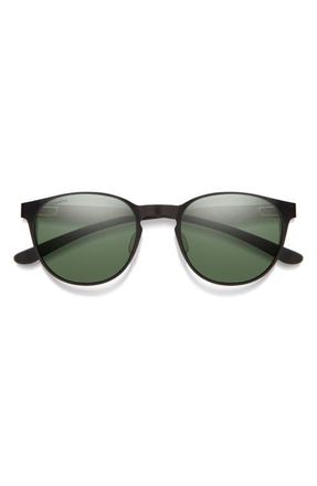 Smith Eastbank 52mm ChromaPop Polarized Round Sunglasses in Matte Black /Silver /Gray at Nordstrom