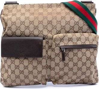 Gucci Pre-owned Gucci GG Canvas Web Double Pocket Crossbody Ladies 169937493075