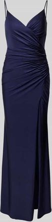 Mascara Abendkleid mit Raffungen in Dunkelblau, Größe 32