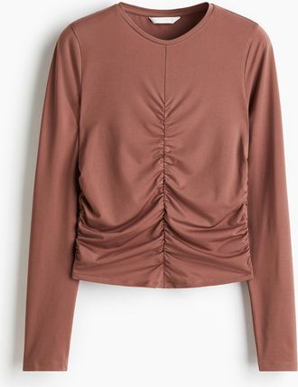 H&M Drapiertes Langarmshirt - Pink