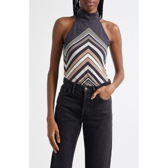 Ramy Brook Jenna Chevron Sleeveless Top in Black Chevron at Nordstrom Rack, Size Medium