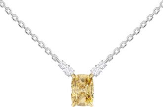 Diamond2Deal 14k Two-tone Gold 2.15 Ct Radiant Cut White & Yellow Lab Grown Diamond Pendant Necklace 18 VVS2
