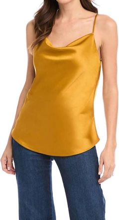 Karen Kane Gabriela Satin Drape Camisole In Gold