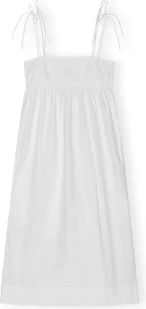 Ganni White Cotton Poplin String Midi Dress - Size 0 Organic