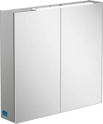 Villeroy & Boch my view one spiegelkast - 80.7x74.6cm - met 2 deuren - met led - zilver
