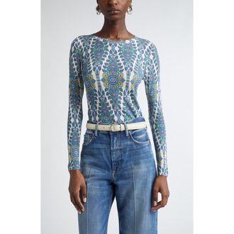 Etro Paisley Print Silk Blend Sweater in Stampa F.do Bianco at Nordstrom, Size 44