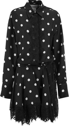 Sportmax Sportmax Spxbosso zijden overhemdjurk met kanten inzetstukken