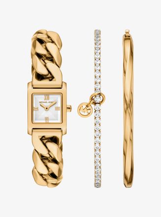 Michael Kors Micro Georgie Gold-Tone Watch and Jewelry Gift Set