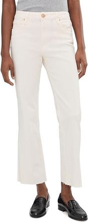 Kut from the Kloth Kelsey High-Rise Ankle Flare With Raw Hem in Ecru Womens Jeans Ecru : 12 27.5, Modal/Polyester/Spandex