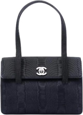 Chanel Pre-owned Zijde Grosgrain Flap Schoudertas - Dames - Vintage Schoudertas - Zwart - ONE Size - Vintage