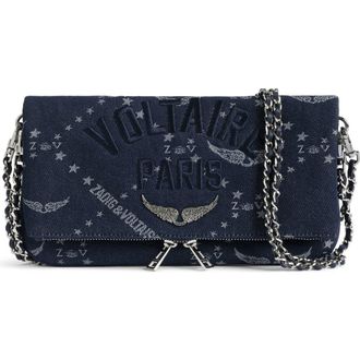 Zadig&Voltaire Rock Denim Monogram Crossbody Bag in Silent at Nordstrom