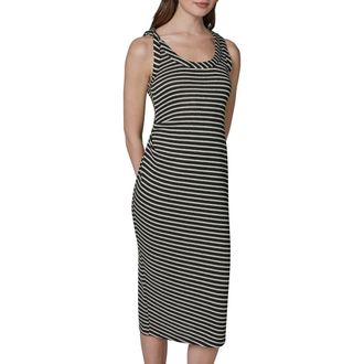 DKNY Sleeveless Body-Con Midi Dress in Black Cream at Nordstrom, Size X-Large