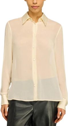 Semicouture Georgette Zijde Blouse - Dames - Blouses - Beige - M - Satijn - Overhemden