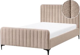 Beliani Bed Boucle LUNAN 120 x 200 cm (EU Small Double) Beige