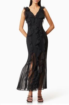 Elliatt Louise Corisca Ruffle Maxi Dress in Black at Nordstrom Rack, Size X-Large