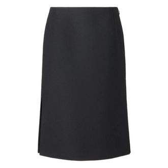 Fendi Wool and Silk Midi Pencil Skirt - Dames - Midirokken - Zwart - 2XS - Wol - Rokken
