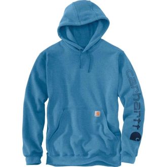 Carhartt Work in Progress Hoodie Men Blue Heather Graphic Loose Fit Midweight Logo Sleeve JAX1151