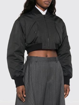 Balenciaga Cropped Technical Faille Bomber Jacket with Dropped Shoulders