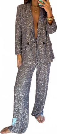 Never Fully Dressed Sophisticated Sequins Blazer In Grey