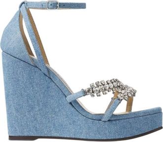 Jimmy Choo London Bing 120 Denim Wedges, Brand Size 39.5 ( US Size 9.5 )
