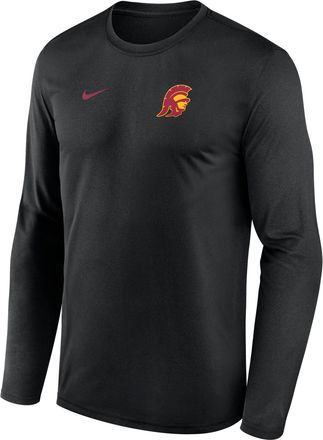 Nike USC Sideline Legend Small Logo Nike Mens Dri-FIT College Long-Sleeve T-Shirt in Black | 02TJ00ASCJ-HE3