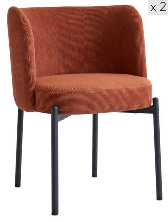 Nordlys Set of 2 Scandinavian Metal Dining Room Chairs in Red