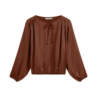 Summum Top Silky casual - Dames - Blouses & Shirts - Bruin - Maat: XL Zijde