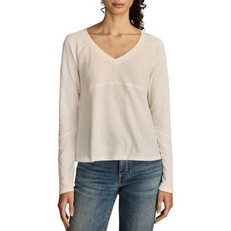 Lucky Brand Mixed Waffle Knit Cotton Top in Whisper White at Nordstrom, Size X-Small