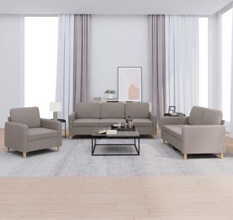 vidaXL Vidaxl - Juego De Sof&aacute;s Con Cojines 3 Piezas Tela Gris Taupe