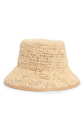 Vince Woven Raffia Bucket Hat in Natural at Nordstrom, Size Small