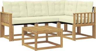vidaXL Conjunto De Sof&aacute;s De Exterior 5 Uds. Blanco Y Crema Vidaxl