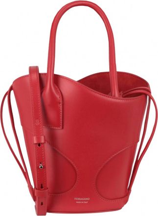 Ferragamo Womens Cut-Out Leather Mini Tote Bag In Flame Red