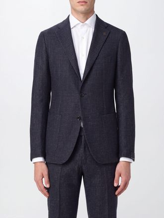 Tagliatore Blazer monopetto a quadri in lana e seta con tasche a toppa