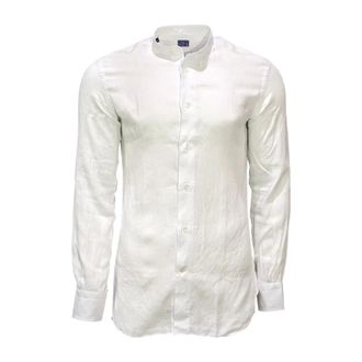 Mazzarelli Casual Shirts, male, White, Size: L Linea Blue Slim Fit Shirt