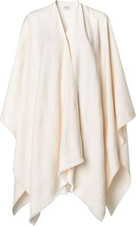 Fendi Wool Blend Cape - Dames - Ponchos - Beige - ONE Size - Wol - Jassen