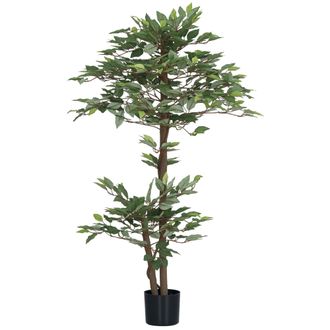 OEM Ficus Artificial 150 Cm Planta Artificial Con 1008 Hojas Musgo Y Maceta Planta Artificial Decorativa Verde