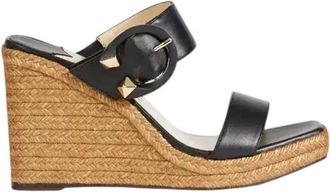 Jimmy Choo London Melian 110 Leather Wedge Sandals, Brand Size 35.5 ( US Size 5.5 )