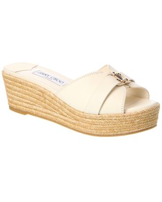 Jimmy Choo London Leda 50 Leather Wedge Sandal